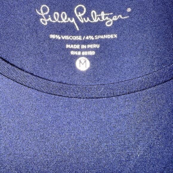 Lilly Pulitzer Lindell True Navy Sz M Soft Stretch Shirt Dress Comfortable Chic - Picture 4 of 9